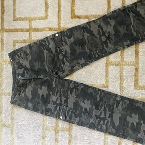 Camo Print Flap Pocket Cargo